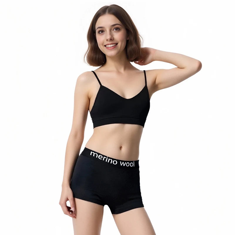 Women's Merino Wool Underwear Boxer Briefs Yoga Sweatpants Fitness Panties Wicking Quick Dry Breathable Wool Underpants