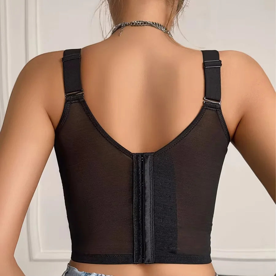 Plus Size Sexy Full Cup Womens Bodysuit Bra Wireless Underwear Long Nine-Button Reduce Side Breast Slim Fit Tops M L XL XXL